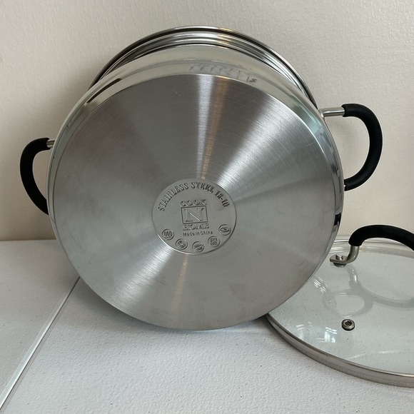 Cook N Home Professional Stockpot 5Qt Silver Tempered Glass Stainless Steel - Picture 3 of 8